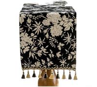 Floweringbeter Chemins de table pour table à manger, table chenille d'inspiration rétro avec motif jacquard floral et bordures tissées à pampilles, décoration de vacances, de mariage, de salle à
