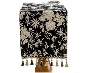 Floweringbeter Chemins de table pour table à manger, table chenille d'inspiration rétro avec motif jacquard floral et bordures tissées à pampilles, décoration de vacances, de mariage, de salle à