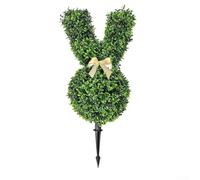 Floweringbeter Décoration de Pâques pour porche et jardin avec tête de lapin artificielle réaliste avec feuillage vert et matériau plastique durable