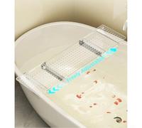 Floweringbeter Étagère de baignoire en acrylique avec largeur réglable par mécanisme télescopique pour baignoire compacte et spacieuse (transparent)