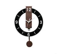 Floweringbeter Grande horloge murale silencieuse avec éléments en acrylique et bois - Horloge murale moderne avec chiffres arabes clairs - Convient pour différents décors de pièces (noir)
