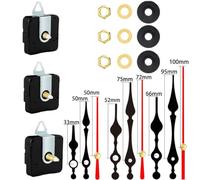 Floweringbeter Kit de 3 mécanismes d'horloge à quartz avec 3 paires d'aiguilles, design à tige longue pour un remplacement facile sur les cadrans épais et un fonctionnement silencieux (F)