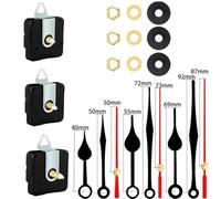 Floweringbeter Kit de 3 mécanismes d'horloge à quartz avec 3 paires d'aiguilles, design à tige longue pour un remplacement facile sur les cadrans épais et un fonctionnement silencieux (E)