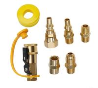 Floweringbeter Kit de connexion rapide au propane à 7 composants pour camping-car 3/8 évasé vers raccords en laiton 1/4 NPT avec valve d'arrêt et ruban d'étanchéité fileté