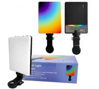 Floweringbeter Lampe de remplissage portable avec clip pour appareils photo et trépieds, dispose de trois températures de couleur pour régler dans diverses conditions (lampe + RVB noir coloré)