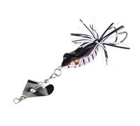 Floweringbeter Leurre de pêche en eau de surface en forme de grenouille avec paillettes rotatives hochet intégré et crochets doubles pour une attraction efficace (5#)