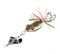 Floweringbeter Leurre de pêche en eau de surface en forme de grenouille avec paillettes rotatives hochet intégré et crochets doubles pour une attraction efficace (4#)