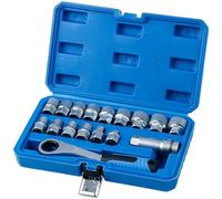 Floweringbeter Lot de 17 douilles traversantes CRV avec construction en acier au chrome vanadium en forme de dent à 12 points et cliquet double direction