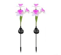 Floweringbeter Lot de 2 lampes solaires en forme de jonquille pour jardin, cour, terrasse, pelouse, avec cellule photoélectrique intégrée et protection IP65 contre les intempéries (rose)
