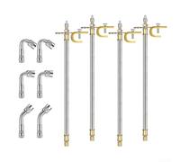 Floweringbeter Lot de 4 extensions de valve de pneu tissées de 300 mm pour camions et caravanes à deux roues avec 4 valves coudées et 6 raccords spécifiques à l'angle