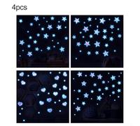 Floweringbeter Lot de 4 murs phosphorescents en forme de cœur et d'étoiles pour pièces, PVC avec fonction automatique, crée une douce lueur nocturne pour chambre à coucher ou salle de jeux