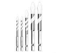 Floweringbeter Lot de 5 forets de 612 mm avec trajectoire de coupe décalée et tête biseautée pour un perçage précis du carrelage, tige hexagonale antidérapante et double rainure en U pour une