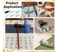 Floweringbeter Lot de 6 supports de pinceaux créatifs en argile avec technique de glaçage craquelé, pour l'organisation des pinceaux de calligraphie et d'art avec base lestée stable