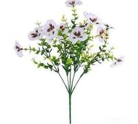 Floweringbeter Orchidée papillon en plastique avec branches d'eucalyptus réalistes pour décoration murale de mariage, buffet, composition murale de galerie (blanc)