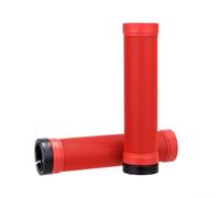 Floweringbeter Poignées de guidon de 22 mm pour VTT avec traction en caoutchouc et anneau de verrouillage en aluminium pour une utilisation à long terme (rouge)