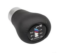 Floweringbeter Pommeau de levier de vitesse en cuir avec emblème à rayures M pour BMW E30 E36 E46 E60 E90 - Remplacement manuel - Noir (logo 3D M 5 vitesses)
