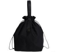 Floweringbeter Sac à déjeuner isotherme en toile avec cordon de serrage pour le travail et l'école - Sac fourre-tout de grande capacité avec poignée de transport facile - Noir