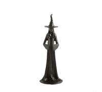 Floweringbeter Statue de sorcière d'Halloween en résine avec bougeoir pour autels rituels, décoration en résine de style gothique pour espaces de méditation (une seule bougie)