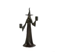 Floweringbeter Statue de sorcière d'Halloween en résine avec bougeoir pour autels rituels, décoration en résine de style gothique pour espaces de méditation