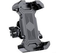 Floweringbeter Support de téléphone de qualité moto avec joint renforcé et serrage amélioré en silicone pour une durabilité par tous les temps (guidon noir)