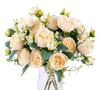 Floweroyal 4 Bouquets Pivoine Fleurs Artificielles Fleurs de Champagne Pivoines en Soie Bouquets pour Mariage Parti Centres de Table Arrangement Floral Accueil Cuisine Décor