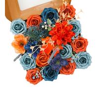Floweroyal Mélange de Fleurs artificielles Orange en Soie avec tiges pour Bouquets de Mariage, centres de Table, fête prénatale, Arrangement Floral, décoration d'intérieur