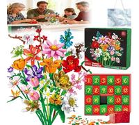Flowers Advent Calendar 2025, 24 Days Flower Bouquet Christmas Countdown Advent Calendar, Christmas Bouquet Blocks with 24 Flower Model Building Toy Set for Children, Teens, Adults (Daisy)