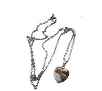 FLOWERS AND FLOW Collier avec un pendentif coeur en pierres naturelles (jaspe paysage)