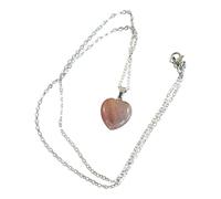 FLOWERS AND FLOW Collier avec un pendentif coeur en pierres naturelles (rhodonite)