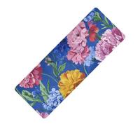 Flowers Carnation Zinnia Pivoines Imprimé Bleu roi Tapis de yoga pliable en caoutchouc naturel antidérapant, épais 1 mm avec sac de transport pour tapis de yoga 180,3 x 66 cm pour la maison