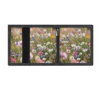 Flowers in the Field Portefeuille minimaliste à trois volets pour homme, portefeuille avec blocage RFID, 8 porte-cartes de crédit, 1 poche pour billets et fenêtre pour carte d'identité, portefeuille