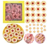 Flowers Linzer Lot de 10 mini emporte-pièces en plastique, 32 styles de moules en forme de tulipe, trèfle à quatre feuilles pour Noël, Pâques, fête