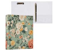 Flowers Orchid Pivoine Dahlia Sage Green 1 et 1/2 pouces Dossiers ronds avec couverture de poche, lot de 1/2 chemises assorties, 200 feuilles