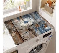 Flowers Washing Machine Dust Cover Mat Floral Washer Dryer Top Fast Drying Absorbent Protector for Kitchen Laundry Room No-Wash Erasable Waterproof Micro Wave Refrigerator (White Flowers,40x50cm)