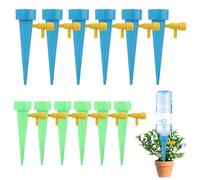 FLOWERUN Lot de 12 Irrigation Goutte à Goutte Kit pour Plantes, Goutteur à Débit Réglable avec Adaptateur pour Bouteilles, Arrosage Automatique pour Jardin Intérieur Extérieur (Multicolore)