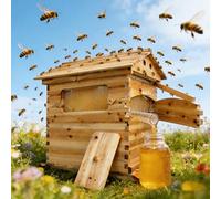 Flowhive Kit de Départ, Ruche à Flux Automatique avec Cadre de Flux et Bec à Miel, Style Cabine pour Apiculture en Jardin 24"×22"×30"