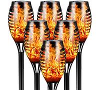FLOWood Torche Solaire Lumières Étanche, 6 Pack 12LED Danse Flamme Scintillante Lumières Solaires Décoration De Paysage Éclairage Crépuscule Sécurité Pour Chemin De Patio De Jardin