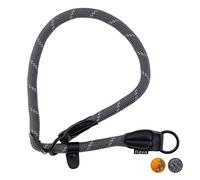 Floxik Collier retriever gris - Collier de dressage robuste avec stoppeur de traction pour chiens de taille moyenne et grande - Tour de cou : 30 à 60 cm - Diamètre : 1,2 cm