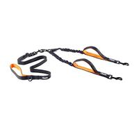 Floxik Kit complet double laisse - Laisse flexible et réfléchissante de qualité supérieure pour deux chiens - Avec support court - Noir