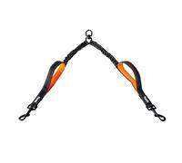 Floxik Laisse double petite | Laisse de chien premium flexible et réfléchissante pour deux chiens à coupler avec un court manche Noir