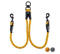 Floxik Laisse double pour 2 chiens gris/orange - Réfléchissante, extensible et anti-enchevêtrement - Laisse double pour chien à coupler - Parfaite pour les chiens de petite à moyenne taille
