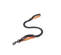 Floxik Laisse élastique pour chien - 100 cm - Corde élastique de qualité supérieure avec guide court en différentes tailles (1 m / 1,20 m / 1,50 m) - Noir/orange et réfléchissant