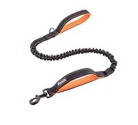 Floxik Laisse élastique pour chien de 120 cm - Avec guide court de différentes tailles (1 m/1,20 m/1,50 m) - Noir/orange et réfléchissant