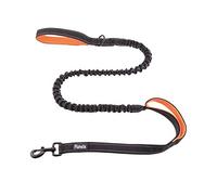 Floxik Laisse élastique pour chien de 150 cm - Avec guide court de différentes tailles (1 m/1,20 m/1,50 m) - Noir/orange et réfléchissant