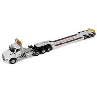 FloZ Pour Caterpillar pour tracteur Kenworth T880 SBFA Daycab Tridem en blanc avec remorque Trail King TK120 HDG Lowboy 1:50 camion pré-construit