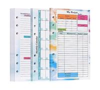 Flpeekash 82 Feuilles A6 Budget Planner Recharge Bloc-Notes Planificateur Mensuel Hebdomadaire Bloc-Notes 6 Trous pour Couverture de Classeur A6 Enregistrer A