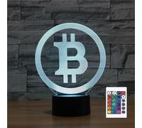 FLRXHK Bitcoin Lampe de table tactile avec télécommande, 16 couleurs optiques USB LED, veilleuse pour enfants