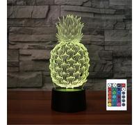 FLRXHK Lampe de table tactile en forme d'ananas 3D avec télécommande, 16 couleurs optiques USB LED pour décoration de chambre cadeau pour enfants
