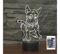 FLRXHK Little Husky Veilleuse illusion 3D tactile avec télécommande 16 couleurs optique USB LED pour décoration de chambre d'enfant