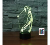 FLRXHK Play Golf 3D Illusion Veilleuse, Lampe d'ordinateur tactile avec télécommande, 16 couleurs optiques, USB, LED, veilleuse pour chambre d'enfant, décoration de chambre